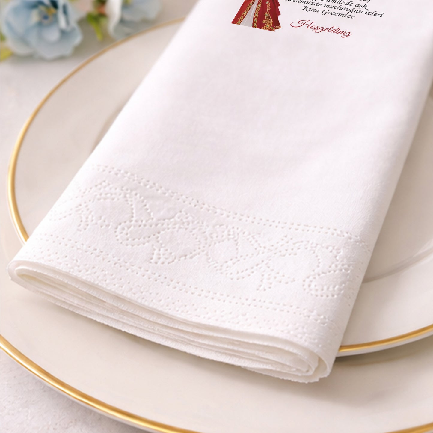 Kaftanlı Gelin Figürlü Kına Gecesi Baskılı Peçete