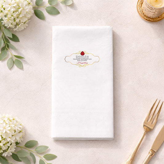 Altın Çerçeveli ve Yakut Detaylı Lüks Kına Peçetesi