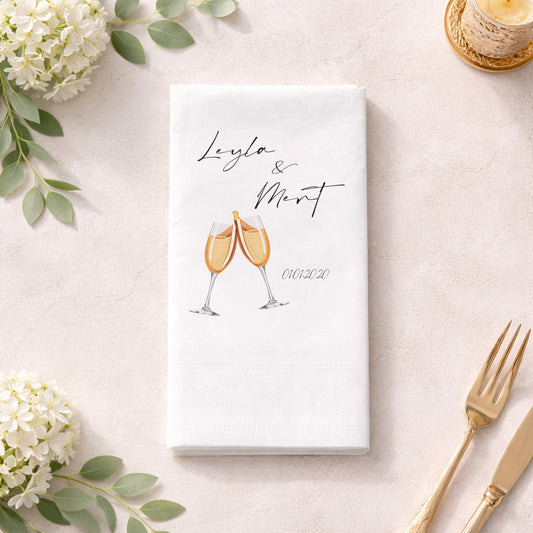 Leyla & Mert Kadeh İllüstrasyonlu Kutlama Peçetesi