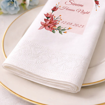 Sinem Henna Night Kırmızı Çiçekli Kına Gecesi Baskılı Peçete