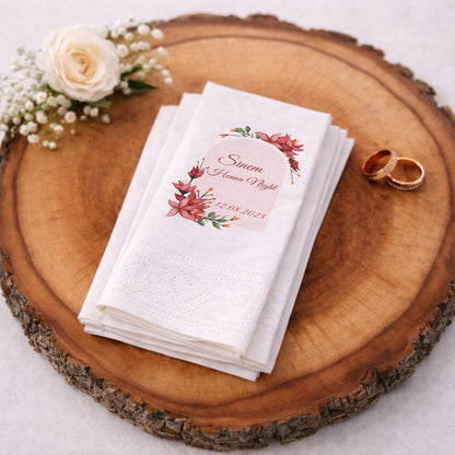 Sinem Henna Night Kırmızı Çiçekli Kına Gecesi Baskılı Peçete