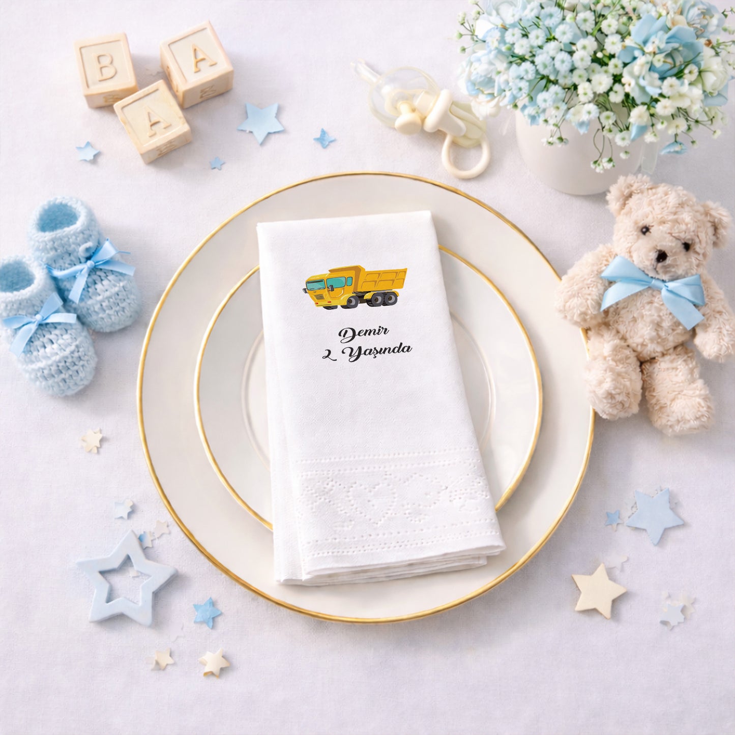 Damperli Kamyon Temalı Erkek Çocuk Doğum Günü Peçetesi