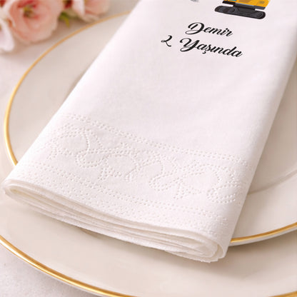 Ekskavatör Temalı Erkek Çocuk Doğum Günü Peçetesi