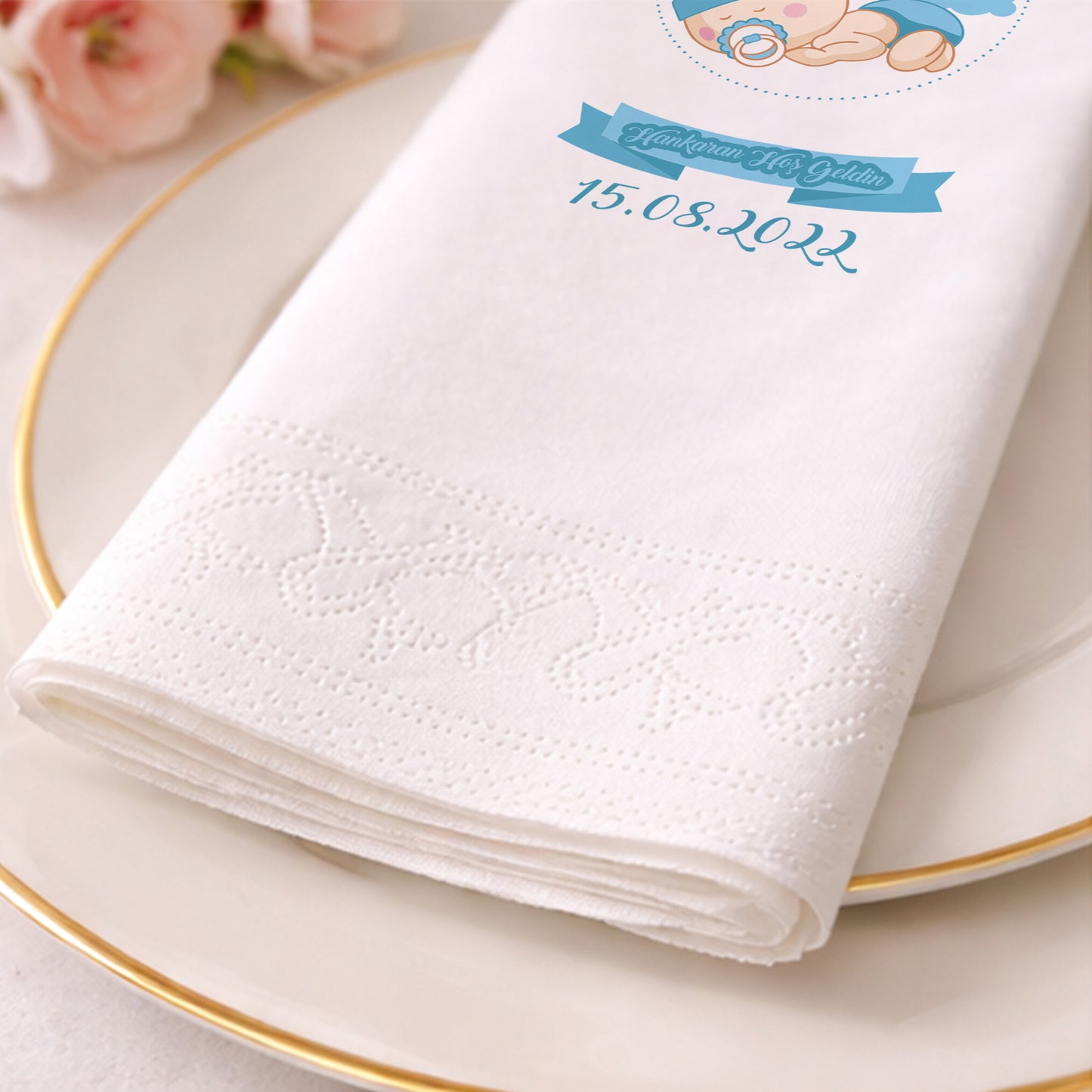 Hoş Geldin Bebek Temalı Erkek Bebek Peçetesi