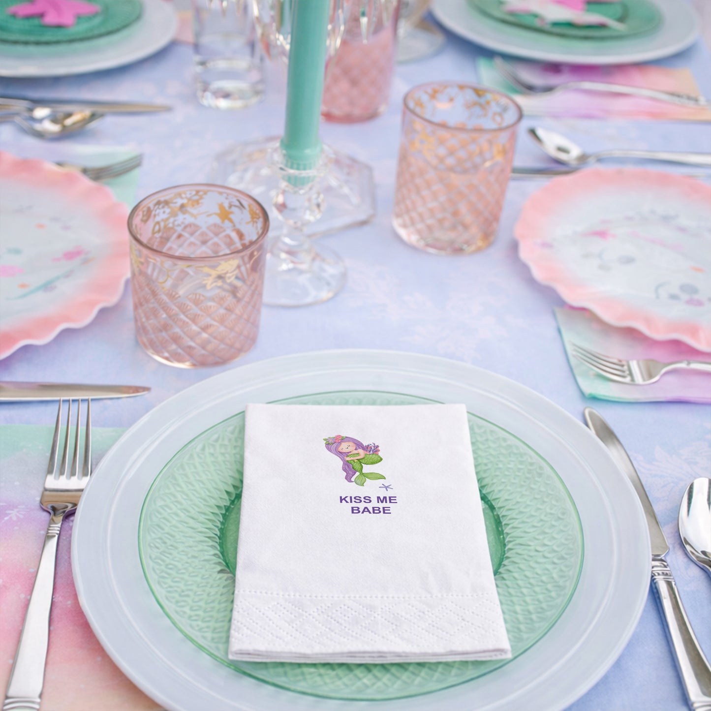 Deniz Kızı Temalı Kişiye Özel Kız Çocuk Peçetesi