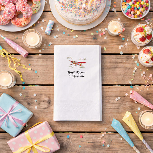 Ayıcık ve Balon Temalı Kişiye Özel Bebek Doğum Günü Peçetesi