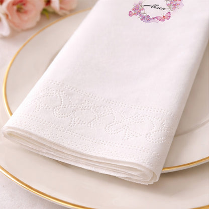 Kelebekli Çiçek Çelenk Temalı Kız Bebek Peçetesi