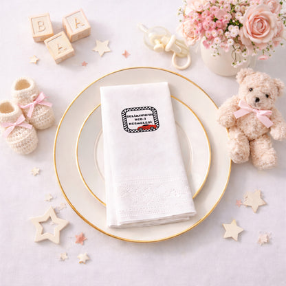 Yarış Arabalı Temalı Erkek Bebek Bed-i Besmele Peçetesi