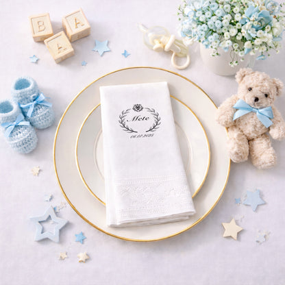 Kuğulu Baby Shower Temalı Kişiye Özel Bebek Peçetesi