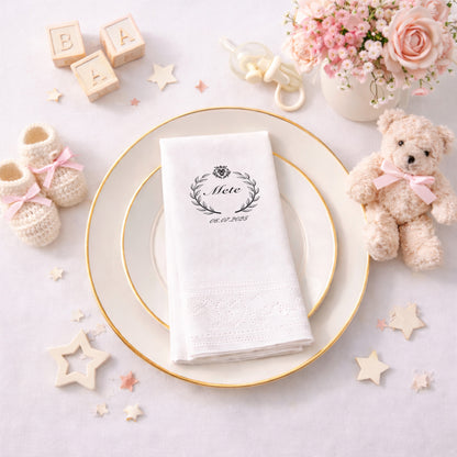 Kuğulu Baby Shower Temalı Kişiye Özel Bebek Peçetesi