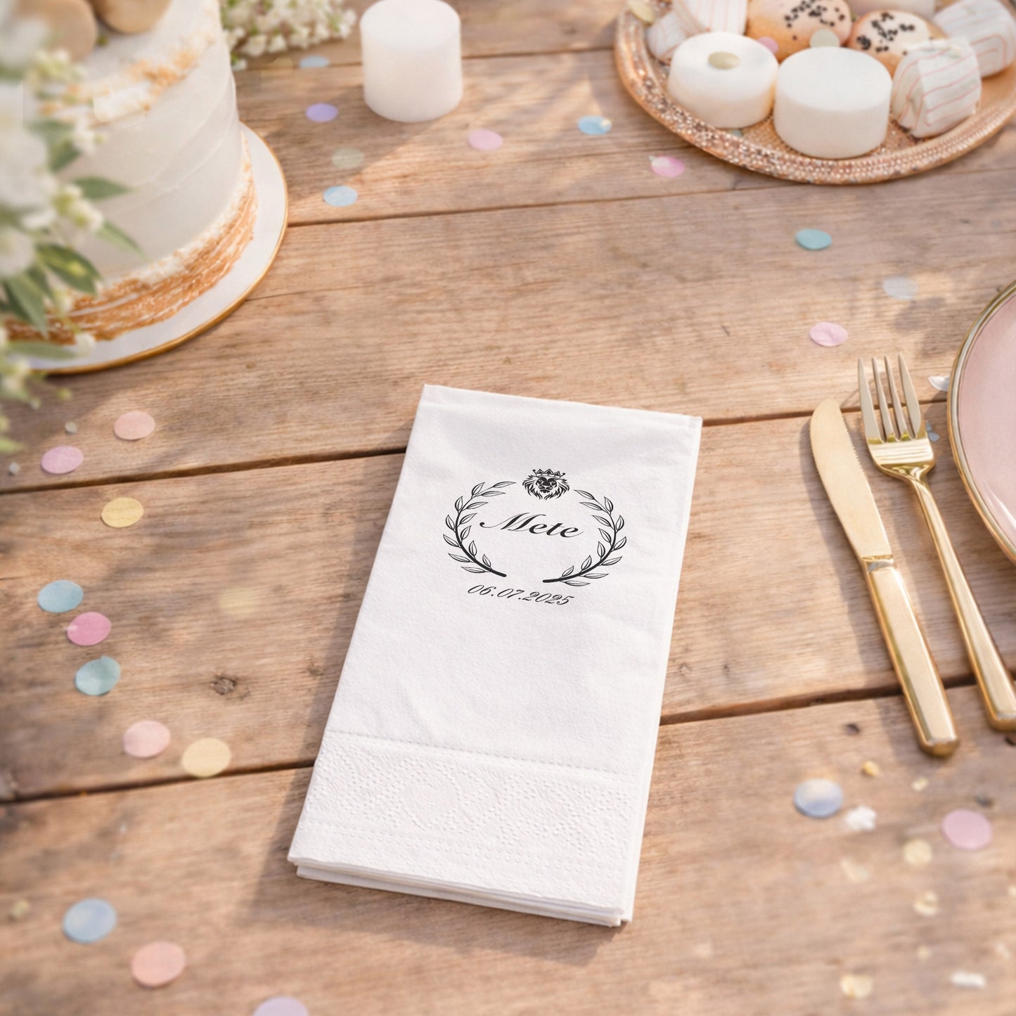 Kuğulu Baby Shower Temalı Kişiye Özel Bebek Peçetesi