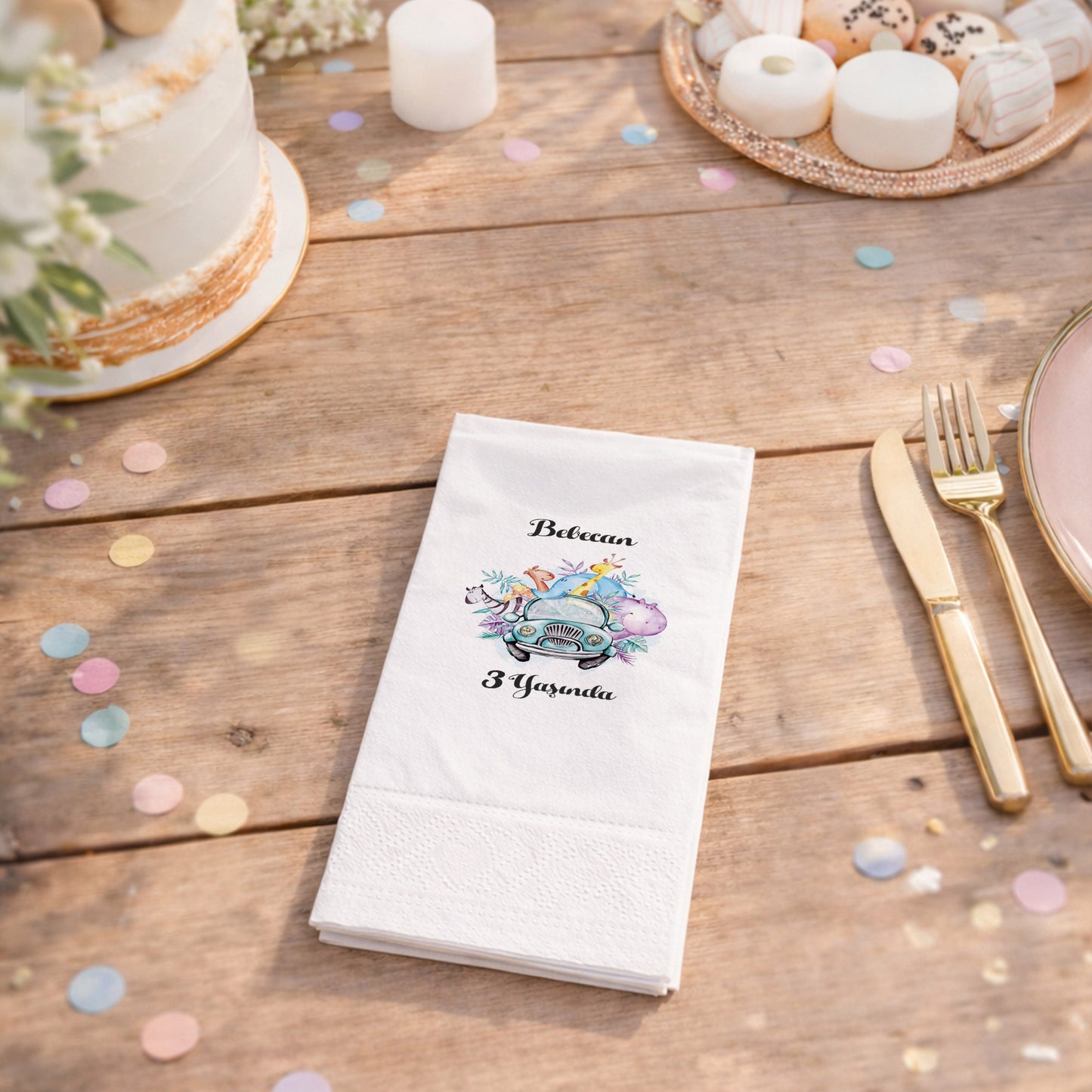 Deniz Feneri Temalı Kişiye Özel Bebek Hoş Geldin Peçetesi