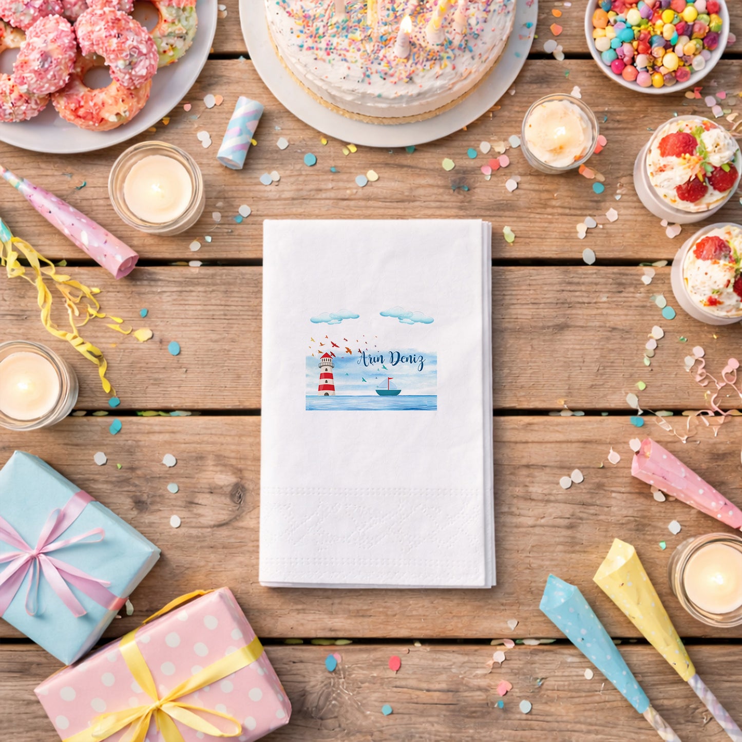 Küçük Prens Temalı Kişiye Özel Bebek Hoş Geldin Peçetesi