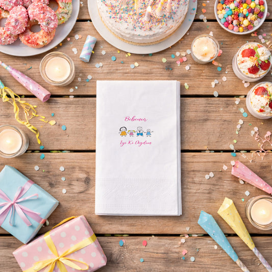 Aile Çizim Temalı Kişiye Özel İyi Ki Doğdun Peçetesi