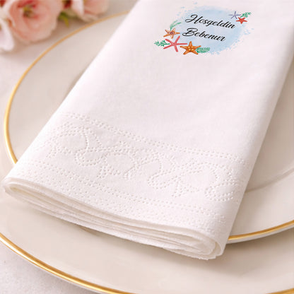 Deniz Yıldızı Desenli Mavi Bebenur Baby Shower Peçetesi