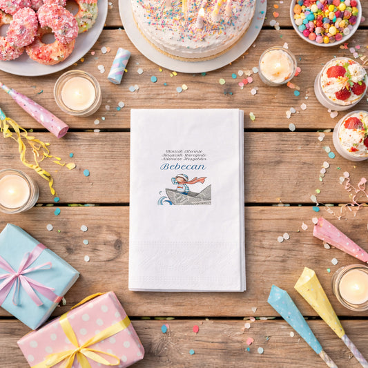 Gazete Kağıdı Kayıklı Denizci Bebecan Bebek Peçetesi