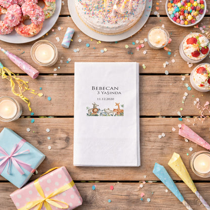 Safari Hayvanları Temalı Bebecan 3 Yaş Peçetesi