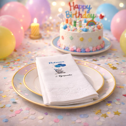 Mavi Balonlu Fil Figürlü Bebecan 2 Yaş Peçetesi