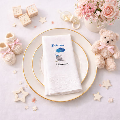 Mavi Balonlu Fil Figürlü Bebecan 2 Yaş Peçetesi