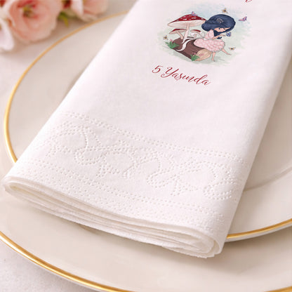 Bebenur 5 Yaş Mantar ve Kelebek Tasarımlı Kişiye Özel Peçete