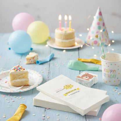 Bebenur 5 Yaş Gülen Güneş Desenli Eğlenceli Doğum Günü Peçetesi