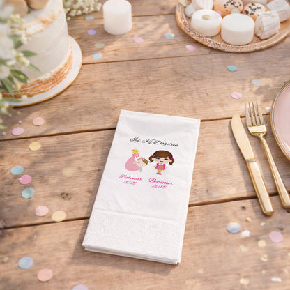 İki Kardeş/Yıl Temalı Bebenur Çift Tarihli Özel Gün Peçetesi