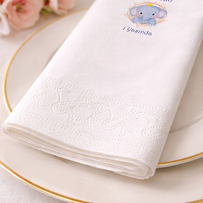 Kral Fil Figürlü Bebecan 1 Yaş Mavi Doğum Günü Peçetesi