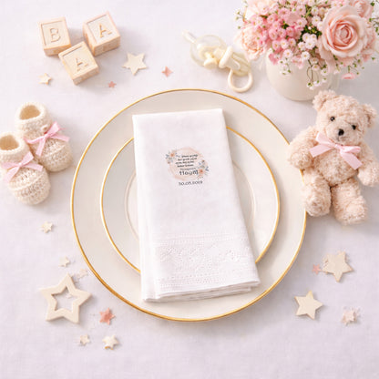 Hayal İsimli Pastel Güllü ve Şiirli Romantik Bebek Peçetesi