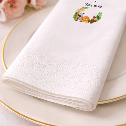 Arya Safari Hayvanları Temalı Renkli 1 Yaş Doğum Günü Peçetesi