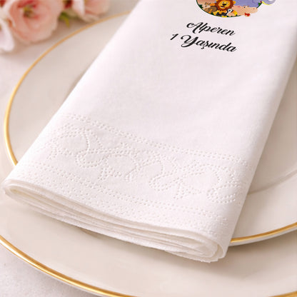 Alperen 1 Yaşında Safari Hayvanları Konseptli Doğum Günü Peçetesi