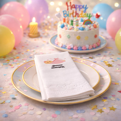 Ecenaz İsme Özel Pembe Kundaklı Bebek Tasarımlı Baby Shower Peçetesi