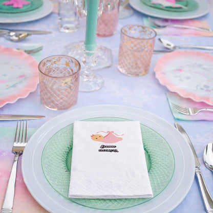 Ecenaz İsme Özel Pembe Kundaklı Bebek Tasarımlı Baby Shower Peçetesi