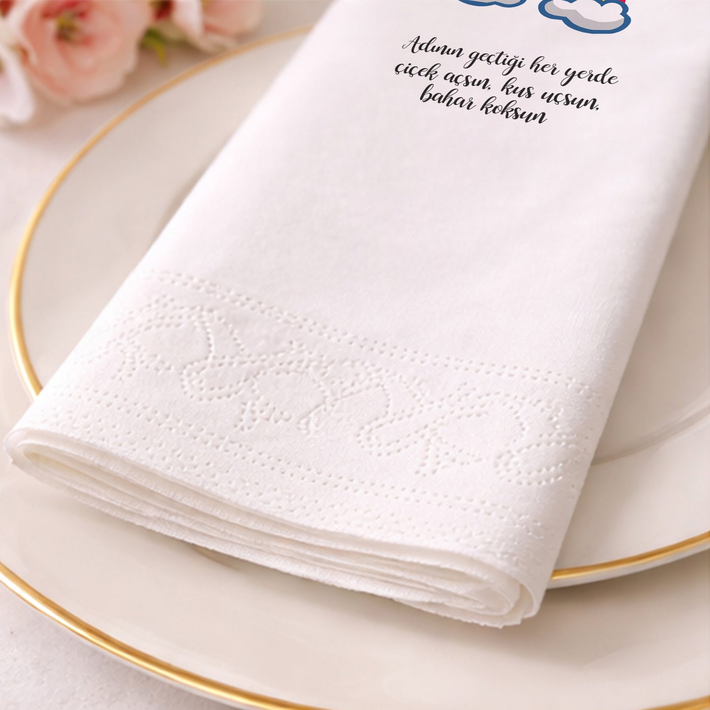 Şiirsel Mesajlı Gökkuşağı Temalı Özel Gün Peçetesi