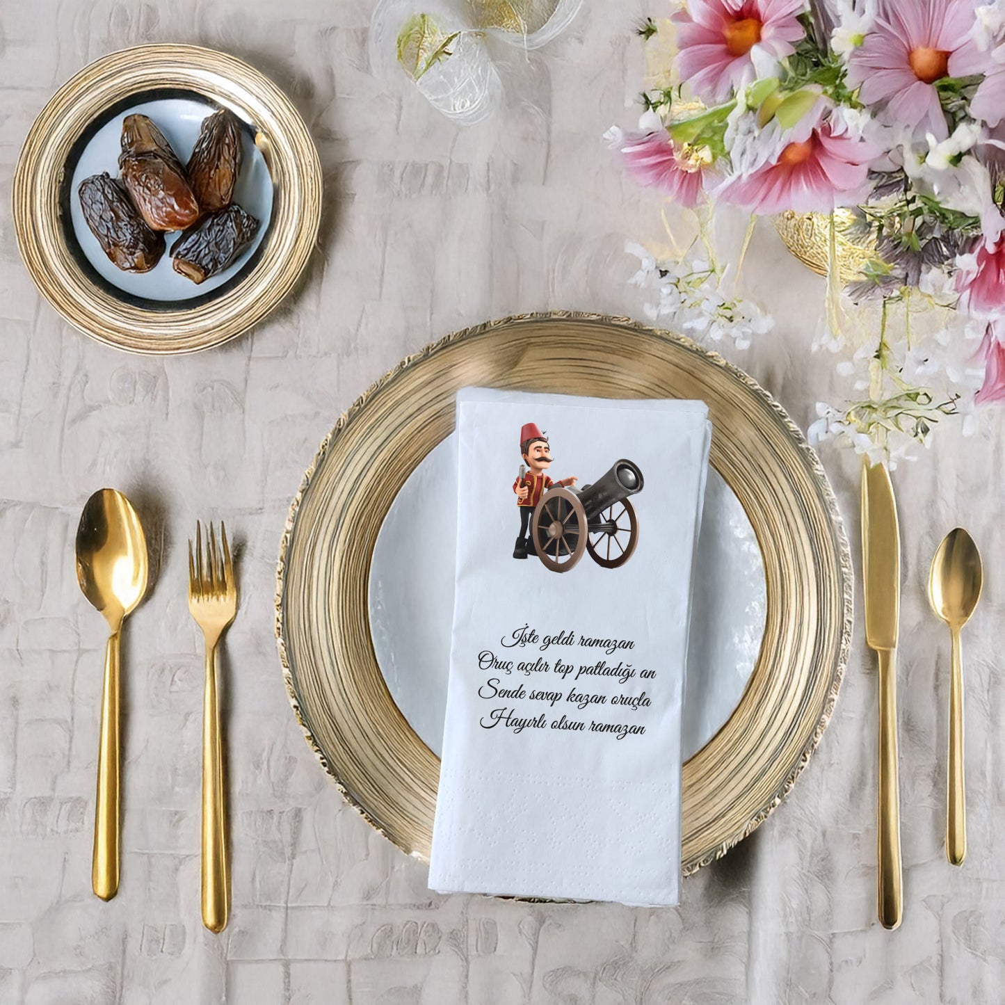 Kidzia Ramazan Desenli Top Atışı Baskılı Peçete – 33x33 cm Çift Katlı, 20’li Paket