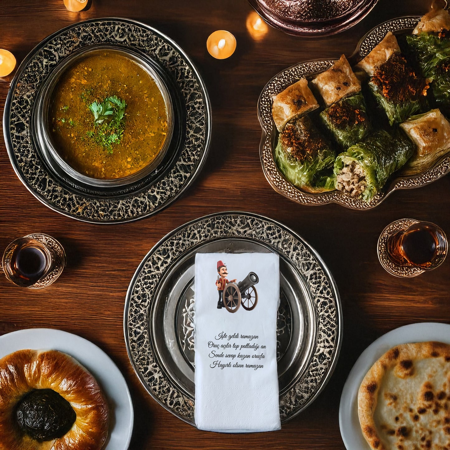 Kidzia Ramazan Desenli Top Atışı Baskılı Peçete – 33x33 cm Çift Katlı, 20’li Paket