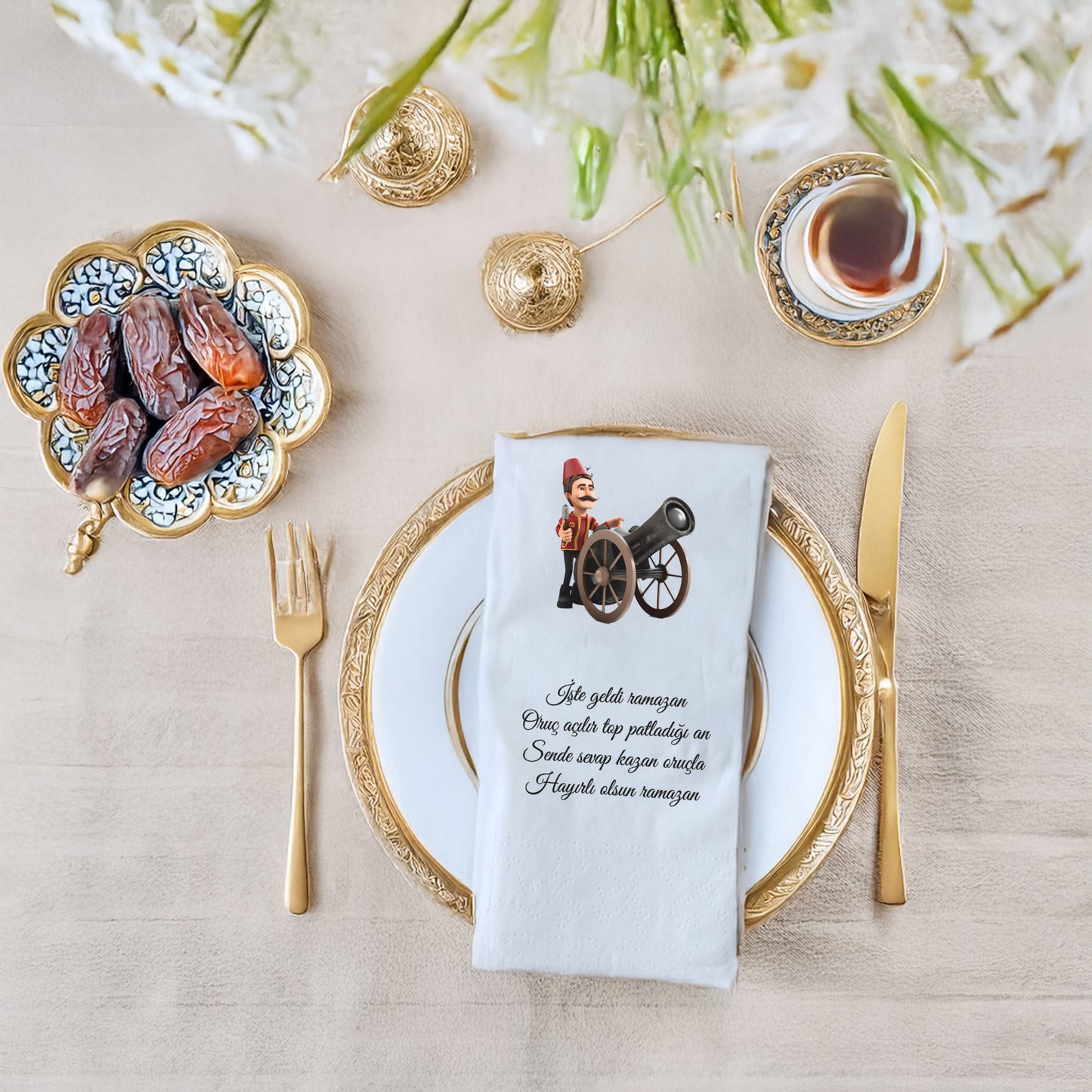 Kidzia Ramazan Desenli Top Atışı Baskılı Peçete – 33x33 cm Çift Katlı, 20’li Paket