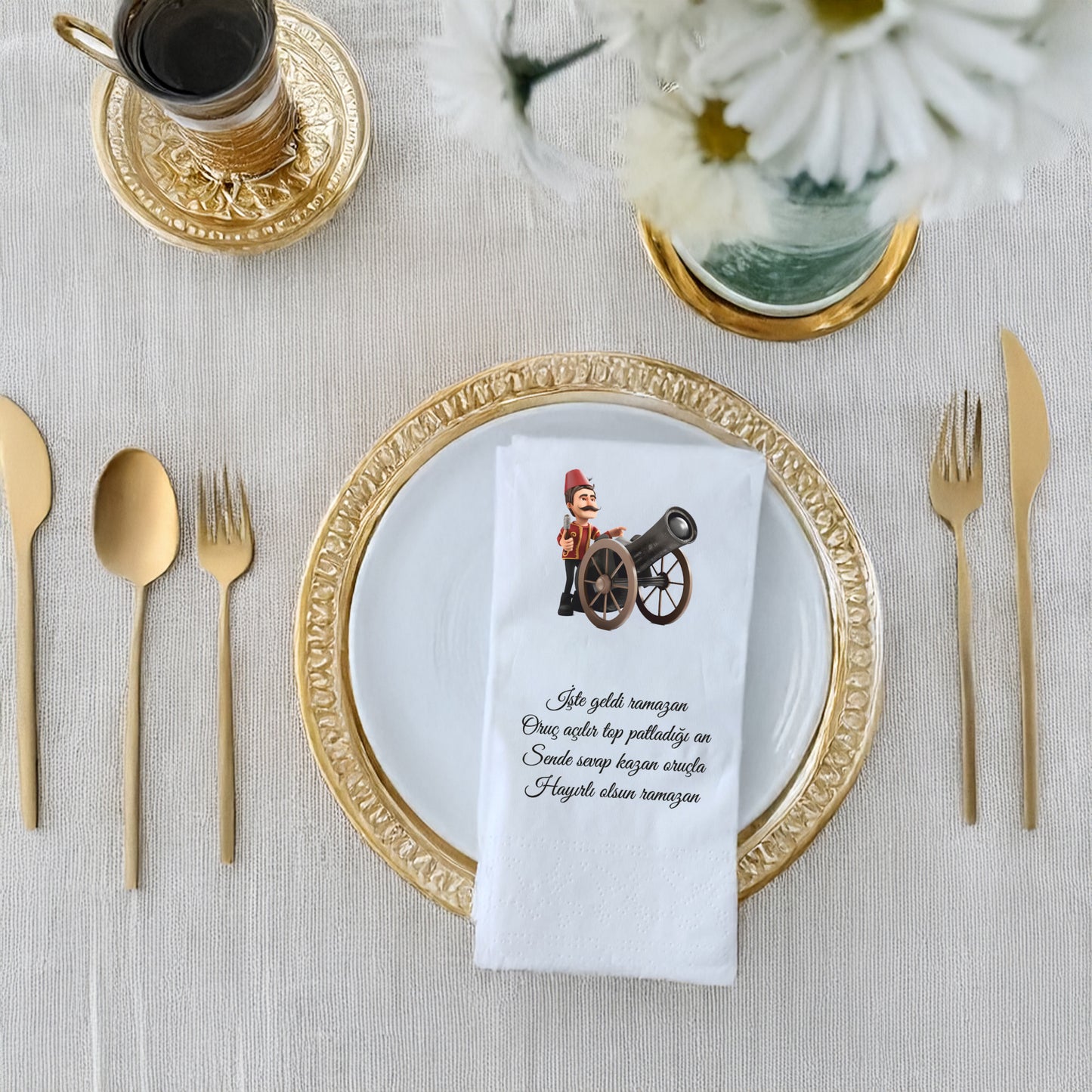 Kidzia Ramazan Desenli Top Atışı Baskılı Peçete – 33x33 cm Çift Katlı, 20’li Paket
