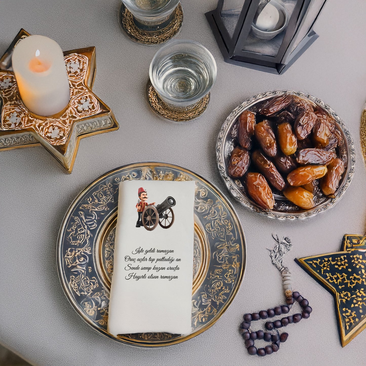 Kidzia Ramazan Desenli Top Atışı Baskılı Peçete – 33x33 cm Çift Katlı, 20’li Paket