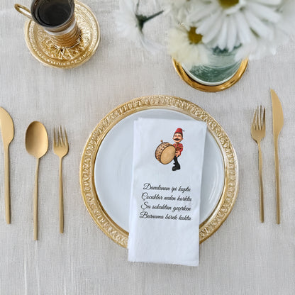 Kidzia Ramazan Davulcusu Baskılı Peçete – Mani Yazılı, 33x33 cm Çift Katlı, 20’li Paket