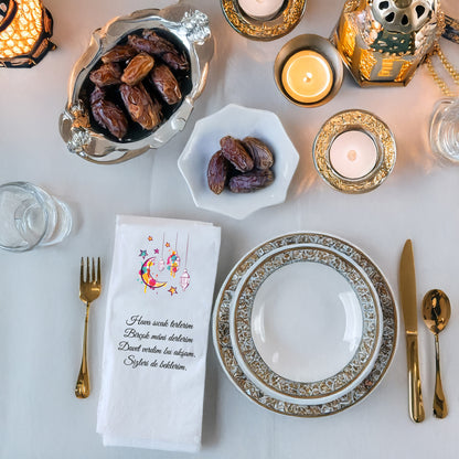 Renkli Ramazan Temalı Yazılı Baskılı Peçete – İftar Daveti Sofra Peçetesi, 33x33cm, 20’li Paket