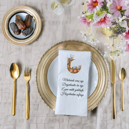 Kidzia Ramazan Hilal & Fener Baskılı Peçete – Mani Yazılı, 33x33 cm Çift Katlı, 20’li Paket