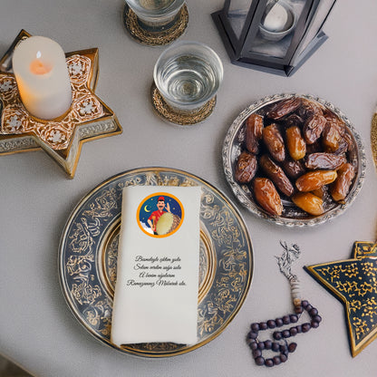 Kidzia Ramazan Davulcusu Yuvarlak Motif Baskılı Peçete – Mani Yazılı, 33x33 cm Çift Katlı, 20’li Paket