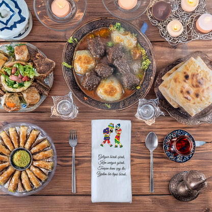 Kidzia Hacivat & Karagöz Ramazan Peçetesi – Mani Yazılı, 33x33 cm Çift Katlı, 20’li Paket