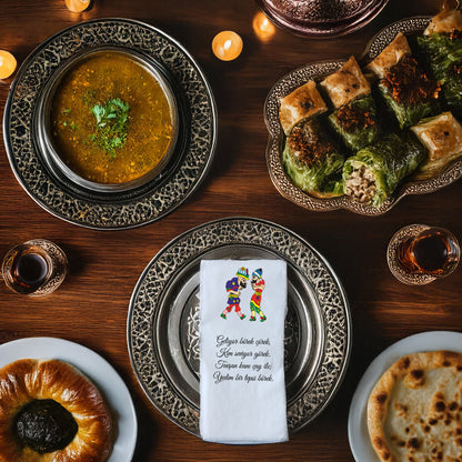 Kidzia Hacivat & Karagöz Ramazan Peçetesi – Mani Yazılı, 33x33 cm Çift Katlı, 20’li Paket