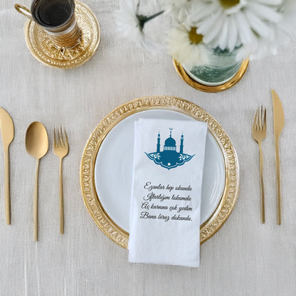 Kidzia Camii Silüeti Ramazan Peçetesi – Mani Yazılı, 33x33 cm Çift Katlı, 20’li Paket