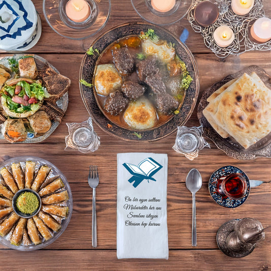 Kidzia Kur’an-ı Kerim Silüeti Ramazan Peçetesi – Mani Yazılı, 33x33 cm Çift Katlı, 20’li Paket