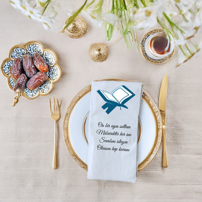 Kidzia Kur’an-ı Kerim Silüeti Ramazan Peçetesi – Mani Yazılı, 33x33 cm Çift Katlı, 20’li Paket