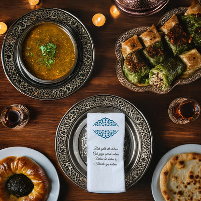 Kidzia Osmanlı Motifli Ramazan Peçetesi – Mani Yazılı, 33x33 cm Çift Katlı, 20’li Paket