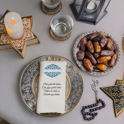 Kidzia Osmanlı Motifli Ramazan Peçetesi – Mani Yazılı, 33x33 cm Çift Katlı, 20’li Paket