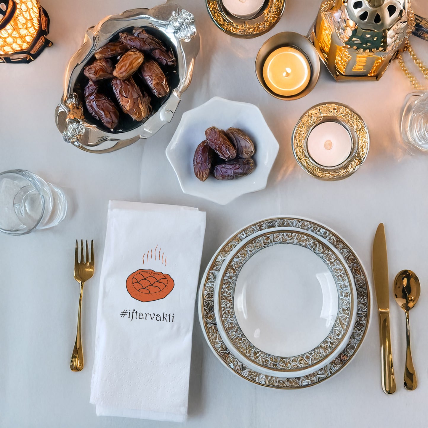 Kidzia İftar Pidesi İlustrasyonlu Ramazan Peçetesi – #iftarvakti Tasarım, 33x33 cm Çift Katlı, 20’li Paket